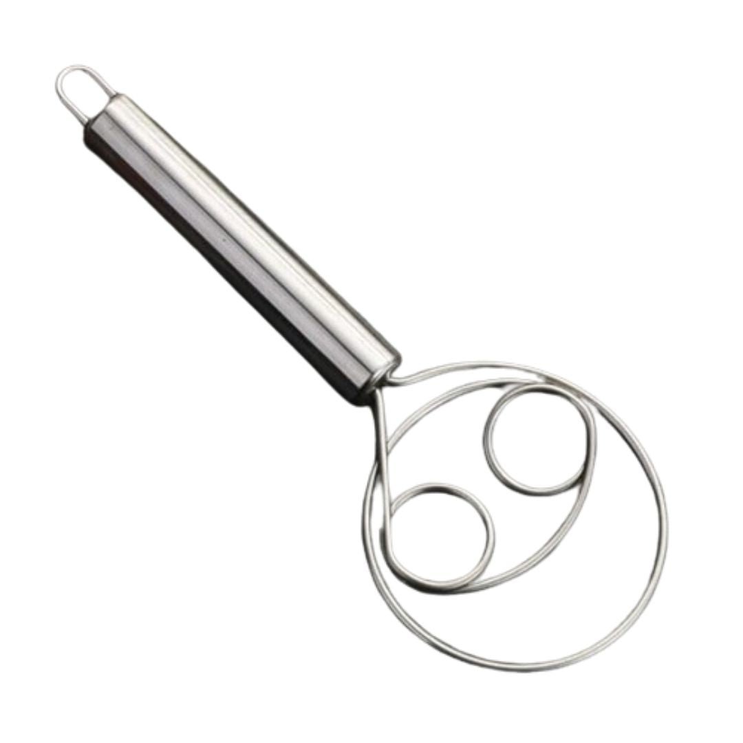 Stainless Steel Dough Whisk – Manual Bread Whisk with Non-Slip, Heat-Resistant Handle – Ideal for Bread, Batter, Dough Whisk and Pastry Mixing – Pack of 1 (Sliver) - Flymaster Shop