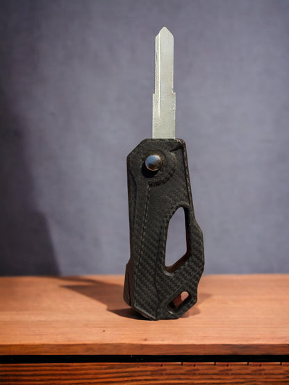 Stylish Carbon Finish Flip Key for Hero Splendor, NXG & Passion Pro (Left Cut) | Upgrade Your Motorcycle Key - Flymaster Shop