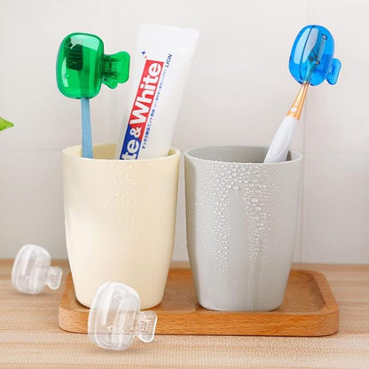 Toothbrush Head Cover Cap Set of 4 – Portable Toothbrush Protectors, Hygienic Clips for Travel, Home & Bathroom Storage, Durable Toothbrush Case Covers. - Flymaster Shop