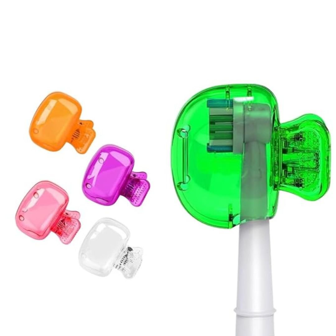 Toothbrush Head Cover Cap Set of 4 – Portable Toothbrush Protectors, Hygienic Clips for Travel, Home & Bathroom Storage, Durable Toothbrush Case Covers - Flymaster Shop