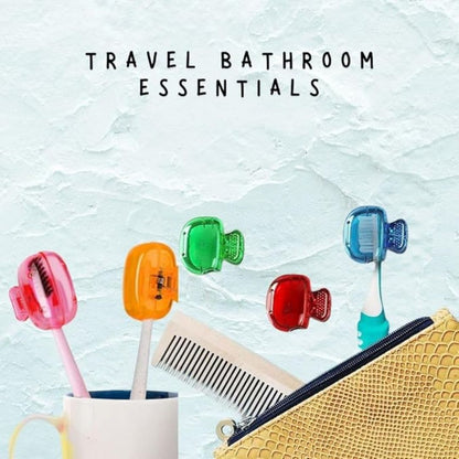 Toothbrush Head Cover Cap Set of 4 – Portable Toothbrush Protectors, Hygienic Clips for Travel, Home & Bathroom Storage, Durable Toothbrush Case Covers. - Flymaster Shop