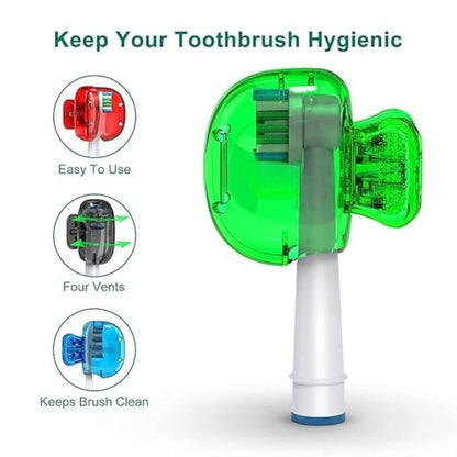 Toothbrush Head Cover Cap Set of 4 – Portable Toothbrush Protectors, Hygienic Clips for Travel, Home & Bathroom Storage, Durable Toothbrush Case Covers. - Flymaster Shop