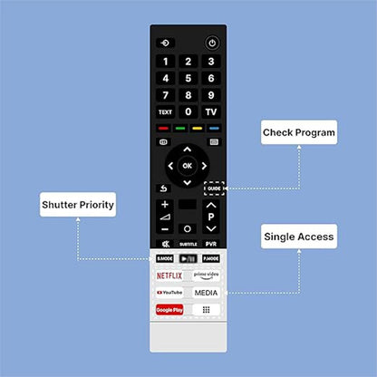 Universal Remote for Toshiiba Smart TVs – Compatible with LCD, LED, OLED, QLED, UHD, 4K Android TVs, Hot Keys for Netflix, Prime Video, YouTube, Google Play, and Media. - Flymaster Shop