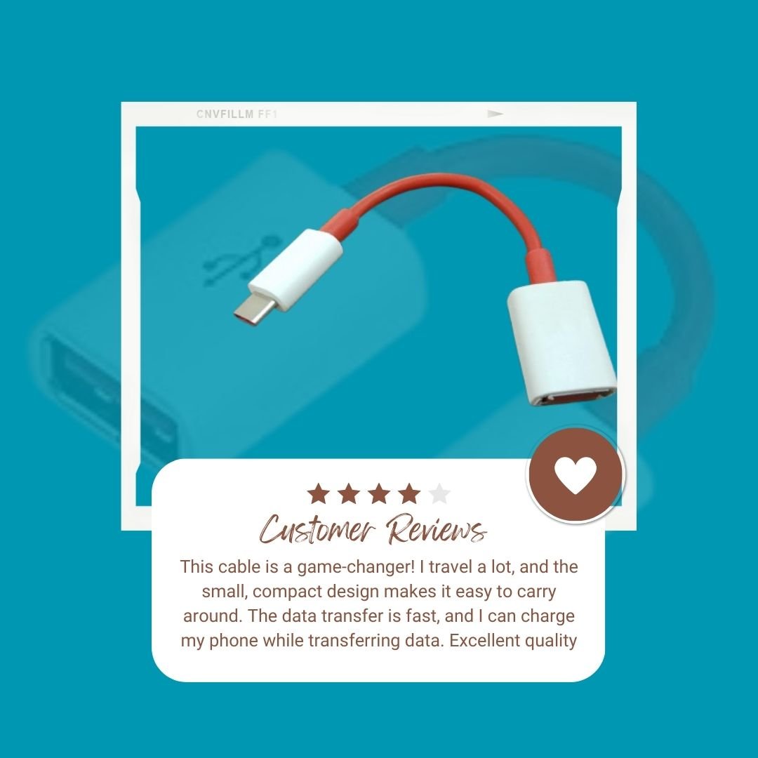 USB 3.0 to Type-C OTG Cable Adapter – High-Speed Data Transfer, Charging, and File Sharing – Durable Male to Female Connector (White & Red) - Flymaster Shop
