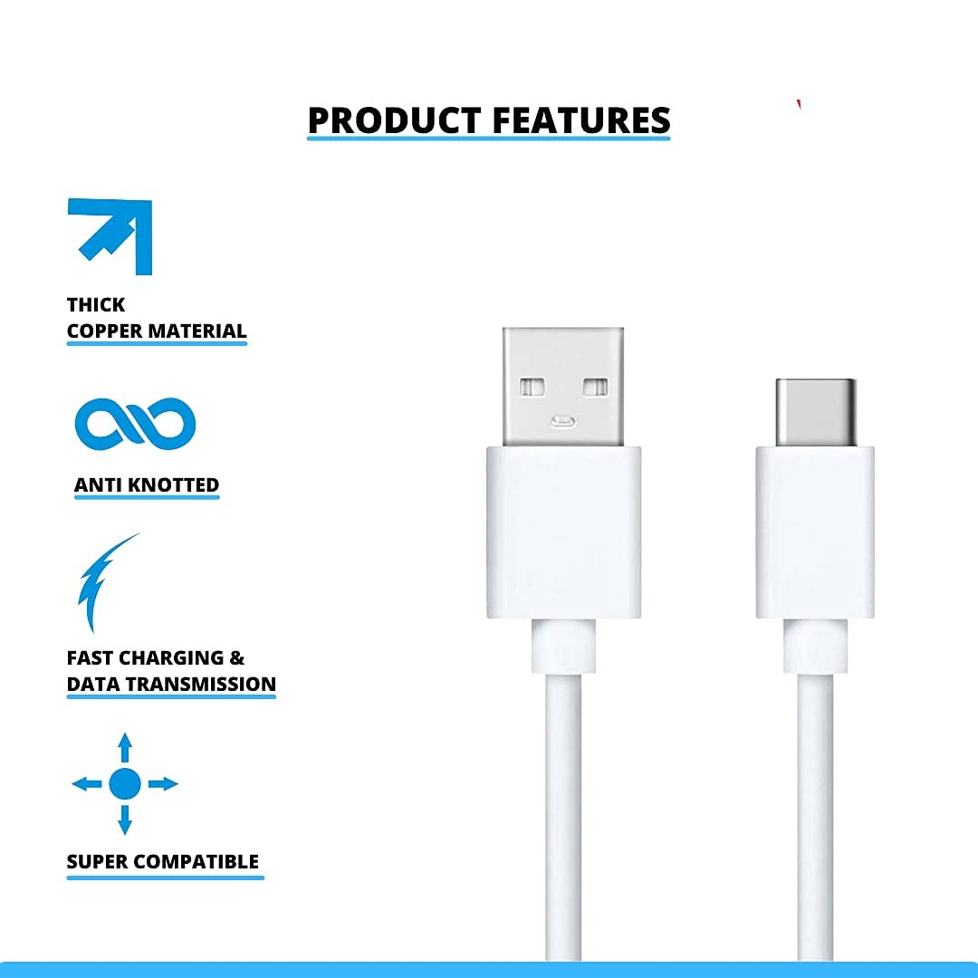 USB Type C to USB-A Cable | 3.1 Amp Quick Charge & Sync Data Cable | Dash Fast Charging – SA8 USB-WHITE (White) - Flymaster Shop