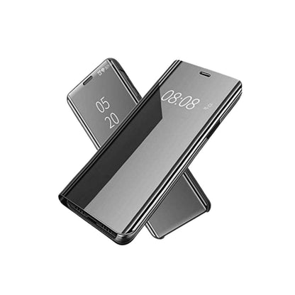 V20 Pro Clear View Electroplate Mirror Flip Case with Protective Glass Cover, Stylish and Durable Polycarbonate Design for Ultimate Protection (Black). - Flymaster Shop