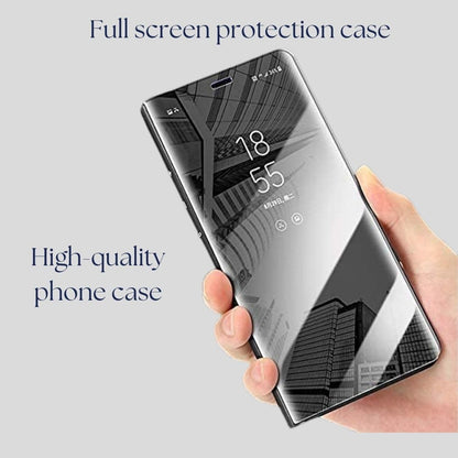 V20 Pro Clear View Electroplate Mirror Flip Case with Protective Glass Cover, Stylish and Durable Polycarbonate Design for Ultimate Protection (Black). - Flymaster Shop