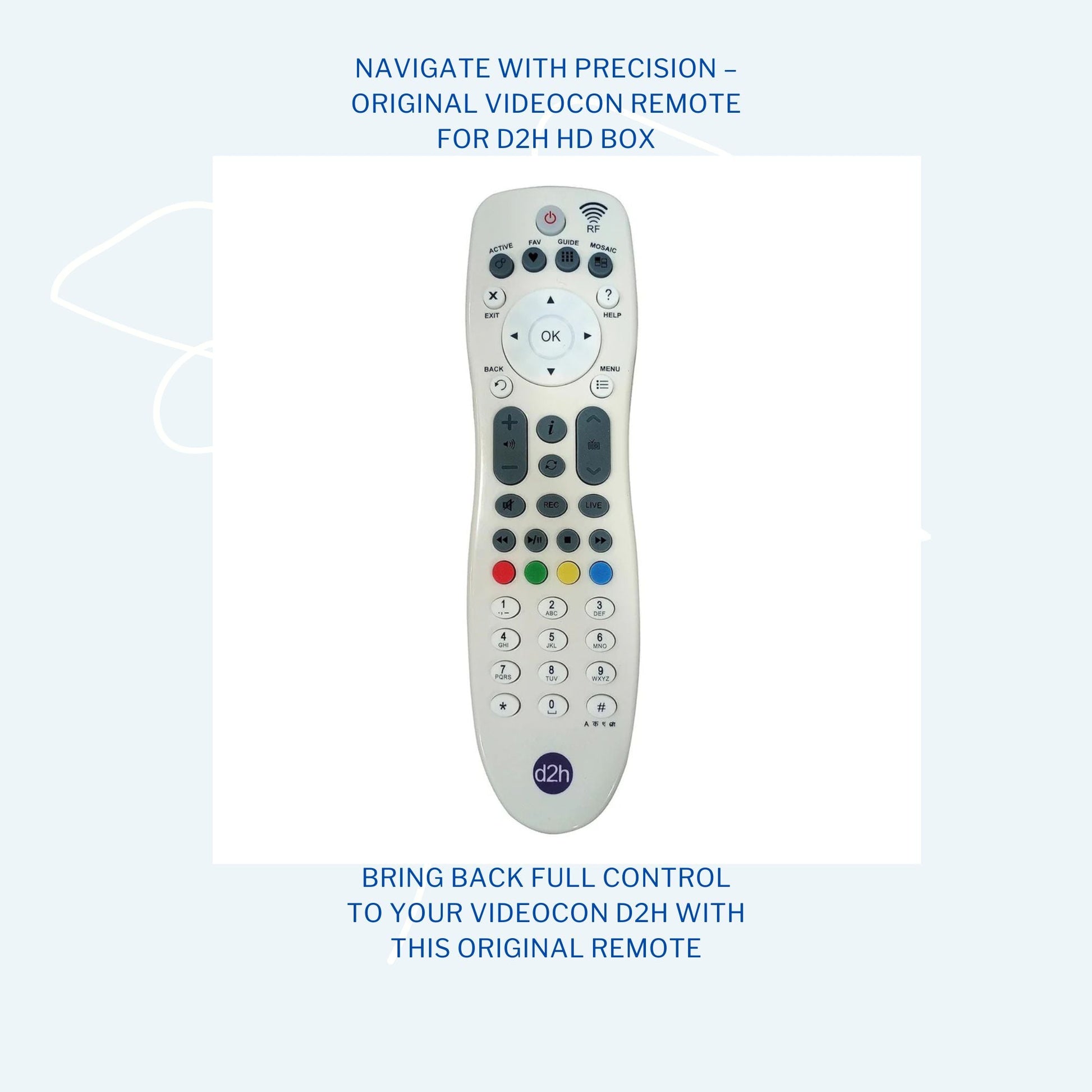Videocon D2H Remote Original for Set Top Box | Remote Videocon D2H Compatible for HD Box TV & D2H (Non Voice | Not RF) (Exactly Same Remote Will Work Only) - Flymaster Shop