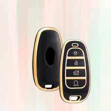 Hyundai Tucson 2022 4 Button Smart Key | Car Key Cover |  Provides Protection and Style (Gold Black)