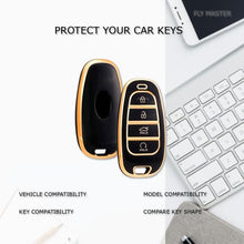 Hyundai Tucson 2022 4 Button Smart Key | Car Key Cover |  Provides Protection and Style (Gold Black)