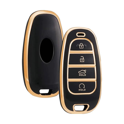 Hyundai Tucson 2022 4 Button Smart Key | Car Key Cover | Provides Protection and Style (Gold Black) - Flymaster Shop