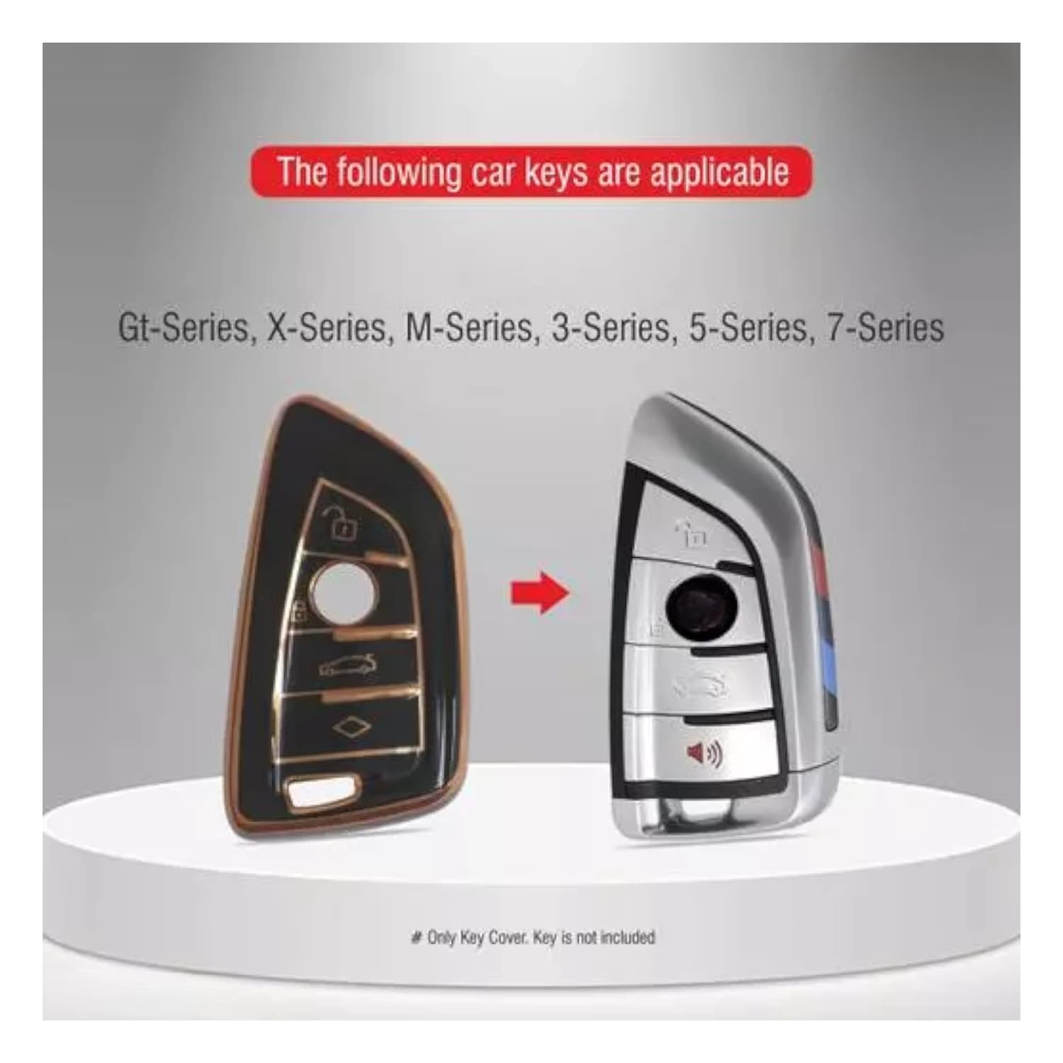 MW GT-Series, X-Series, M-Series, 3-Series, 5-Series, 7-Series | Car Accessories | B TPU Cover for Smart Key with Protection and Style (Black) - Flymaster Shop